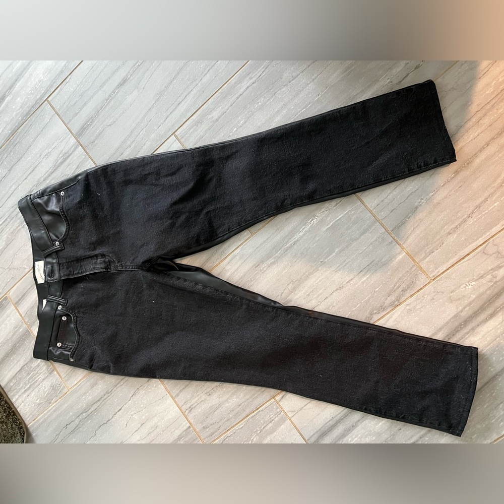 Universal brand Women's Black Jeans with faux leather back